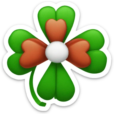 four-leaf clover with christmas hat sticker