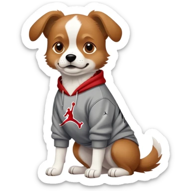 Dog wearing a Nike Jordan sweatshirt  sticker