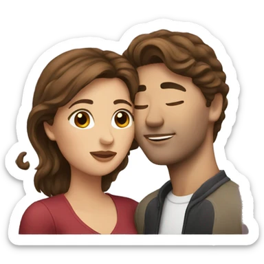 couple with brown hair kissing  sticker