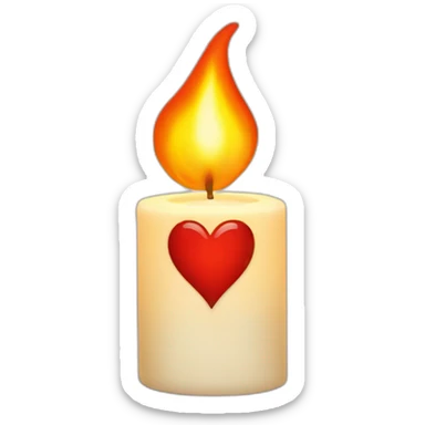 Heart-shaped flame on a candle sticker