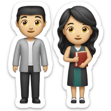 an Asian graduate consisting of one woman and one man sticker