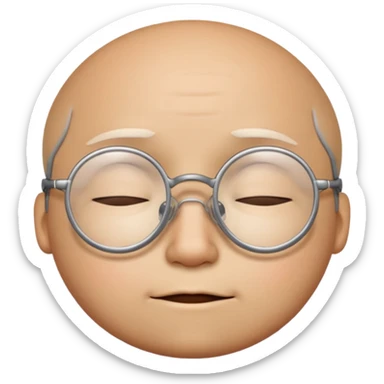 Faccina intelligente con occhiali da scuola tondi che dorme sticker