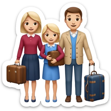 family with suitcases sticker