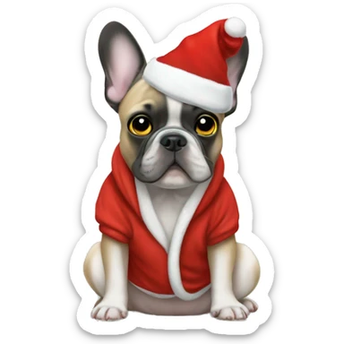 French bulldog wearing christmas onesie￼   sticker