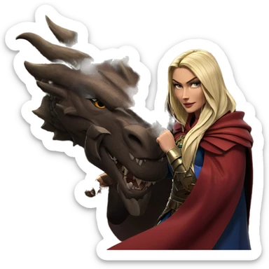 heroic warrior with dragon cape sticker