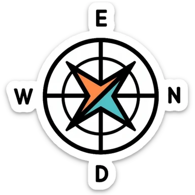 compass navigation tool with directional needle sticker