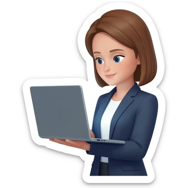Business analytics woman holding a laptop emoji sticker