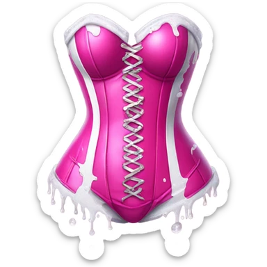 Hot pink corset and bikini bottom with glitter with white paint dripping sticker