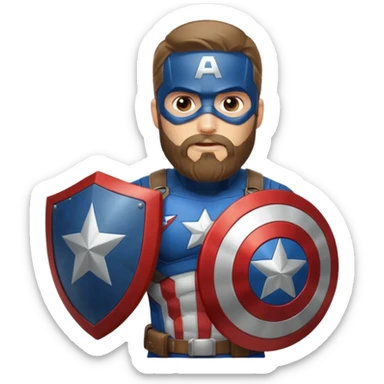 captain america bearded holding shield sticker