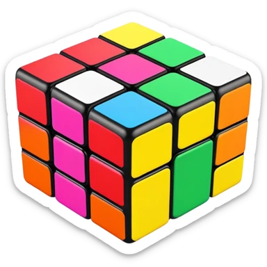 A 3x3-squares rubix cube sticker