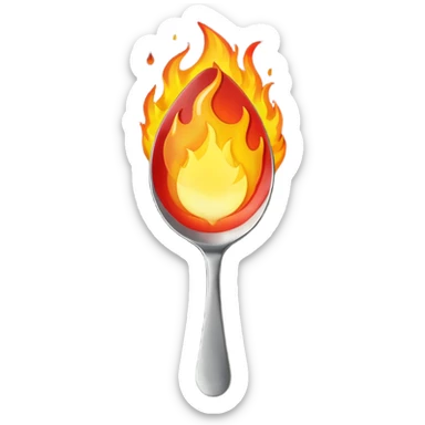 una cuchara grande con fuego sticker