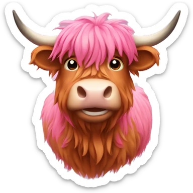 Pink highland cow sticker