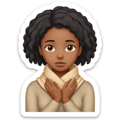Black girl with her hands wrapped around her neck emote sticker