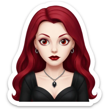 Vampira with long dark red hair sticker