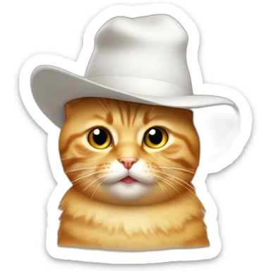 Cat wearing hat that looks like chicken sticker