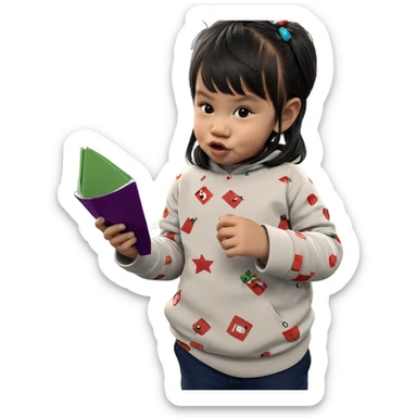 reading by the christmas tree sticker