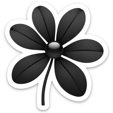 Minimalistic abstract flower made of five simple black petals on white sticker