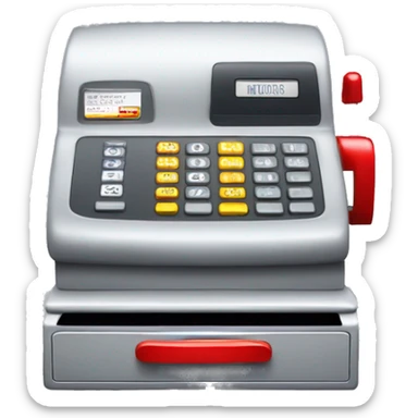 gray cash register red handle and only three buttons sticker