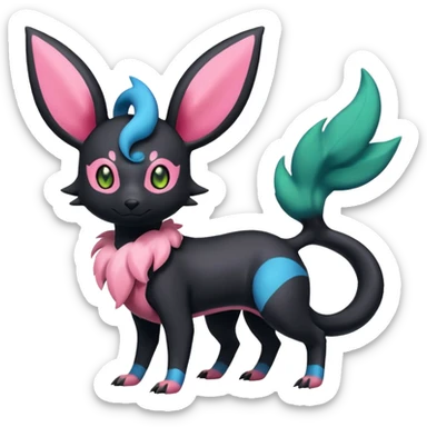 Salandit-Bayleaf-Sylveon-Umbreon-fusion-Pokémon-hybrid-creature  sticker