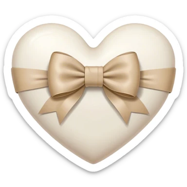 white heart with beige bow sticker