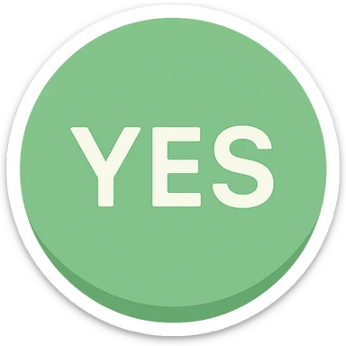 green ball featuring the word YES, modern color icon style sticker