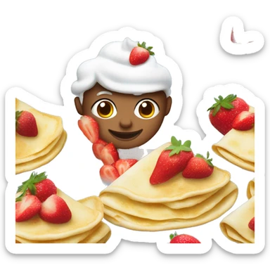 crepes with strawberries and whipped cream sticker