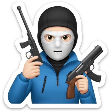 ski mask pointing a gun sticker
