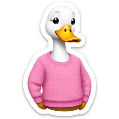 A duck wearing a pink sweater sticker