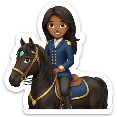 Brown girl on black shire horse  sticker