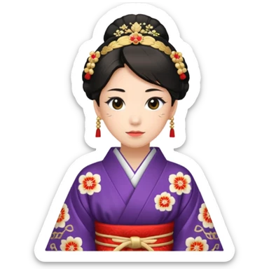 Japanese Princess with in ceremonial robe kimono sticker