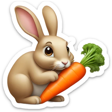 Rabbit eating a carrot sticker