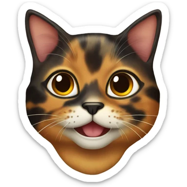 happy tortoiseshell cat head sticker