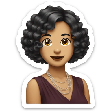 flapper curly wavy dark hair smirk sticker