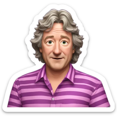 james may in pink and purple horizontal striped ruby shirt sticker
