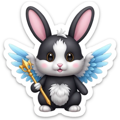 Black bunny with wings and with wand  sticker