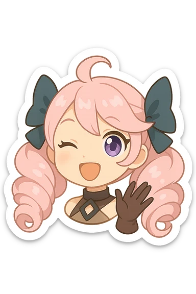 Change Gwen's hair to pastel pink, keep everything else the same, chibi stickers style, with no background. sticker
