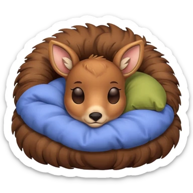 Cute deer sleeping in bed sticker
