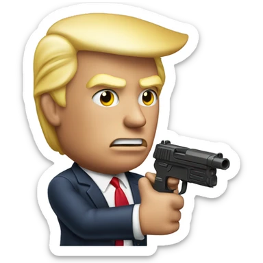 Donald Trump with toy gun sticker