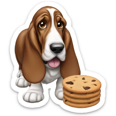 Basset hound eating cookies  sticker