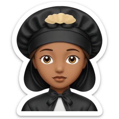Black Silk sleep Bonnet emoji brown skin  sticker