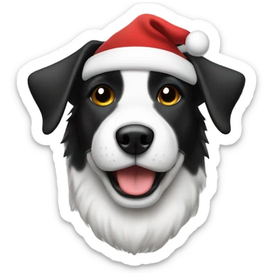 white and black dog as santa sticker