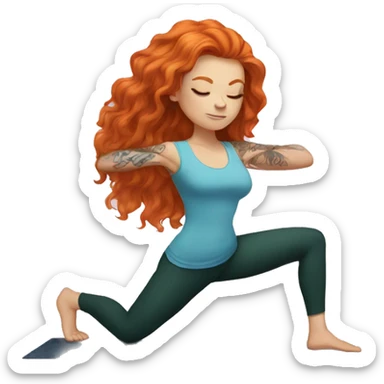 White Girl ginger hair and tattoos doing yoga sticker