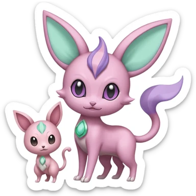 Espeon-Meloetta-Mew-Minccino-Delcatty-fusion sticker