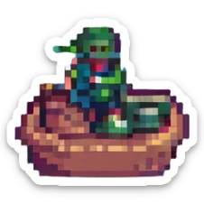 pixel art depiction of the sea with a small boat sticker