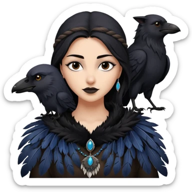Black aly is the wife of cregan stark and looks like Hande Erçel. She had a raven and a wolf around her  sticker