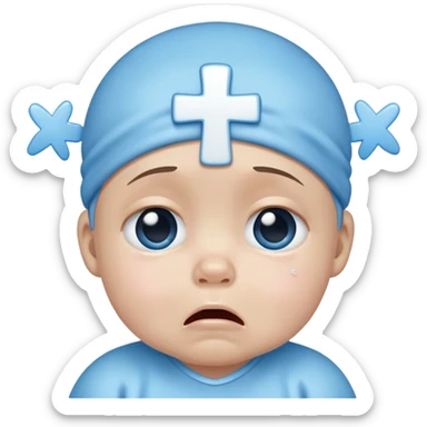 The blue baby is crying with crosses instead of eyes sticker