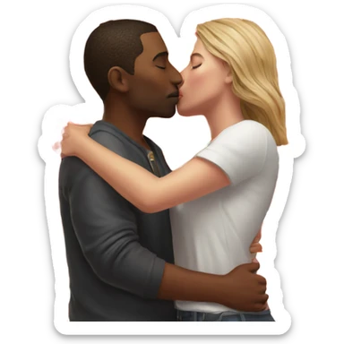 Hyper Realistic Couple kissing surrounded by red hearts and flowers  sticker