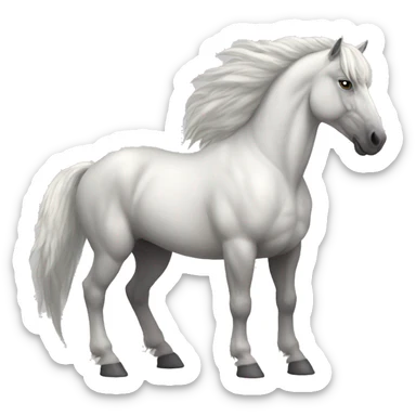 a white strong muscle pegasus stallion with a very short mane sticker