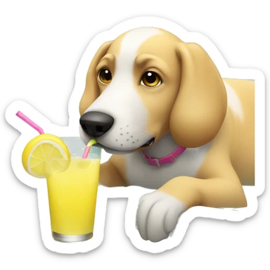 Dog drinking lemonade in a pool sticker