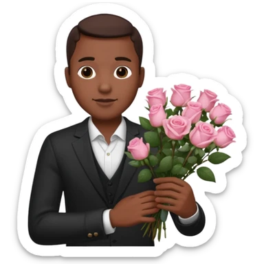 Black Male hand give a bogue of flowers sticker